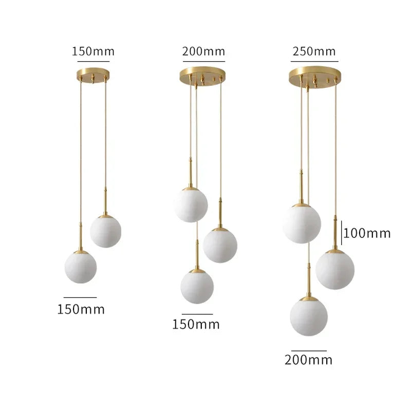LED Glass Ball Pendant Lamp Chandelier Lights Home Indoor Kitchen Island Restaurant Bar Table Decor Hanging Suspension