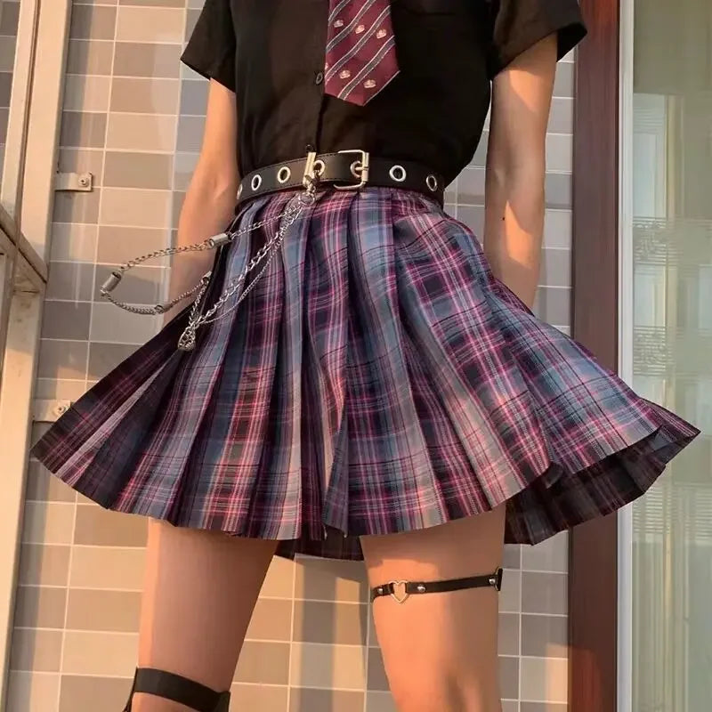 Romantic Purple Uniform JK Set Women 2025 Summer High Waist Skirts Korean Style Pleated Skirts Shirt And Tie For Cute Girls Suit