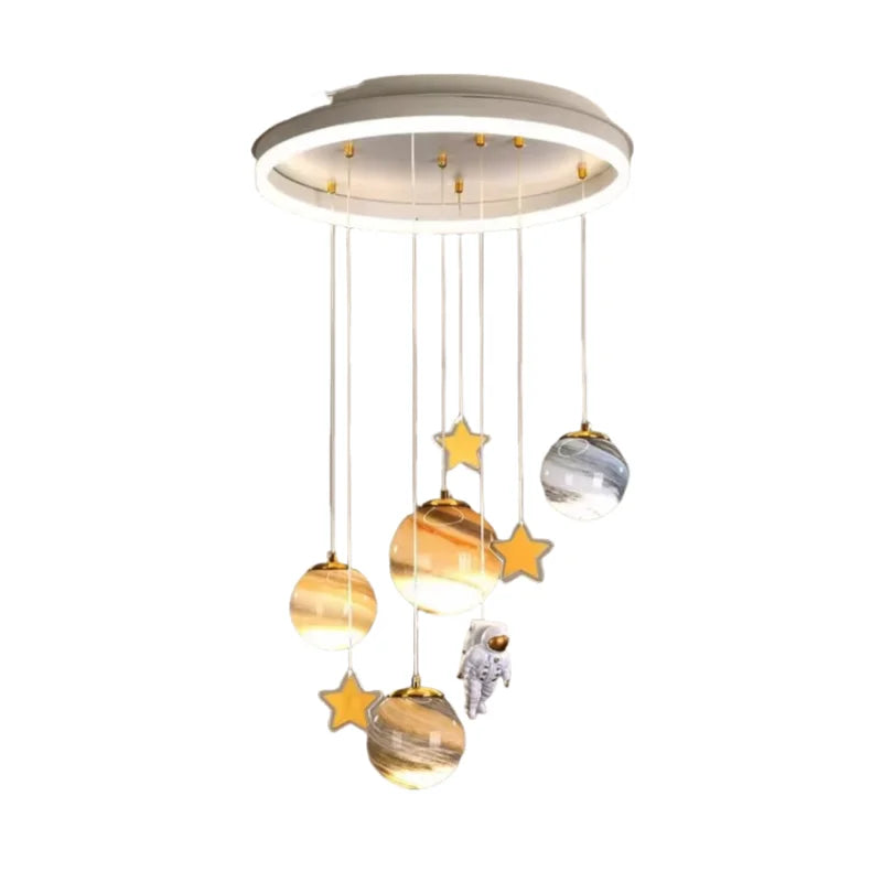 Children's Room Lamp Nordic Modern Pendant Lights Kids LED Ceiling Chandelier Living Room Bedroom Astronaut Hanging Home Decor