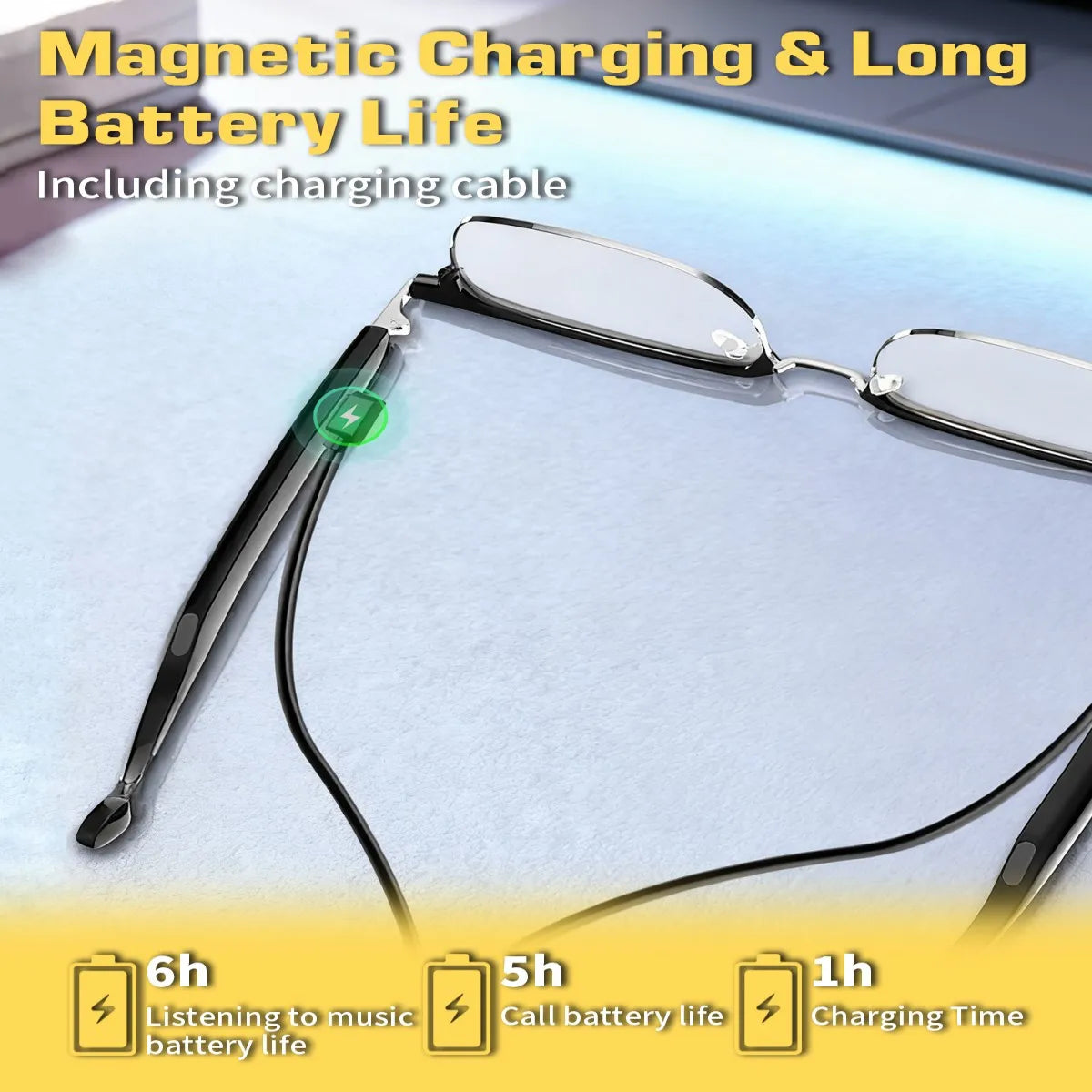 GS13 Smart Bluetooth Glasses with Color-Changing Lenses AI Translation & Open-ear Audio Hands-Free Calls for Travel And Work