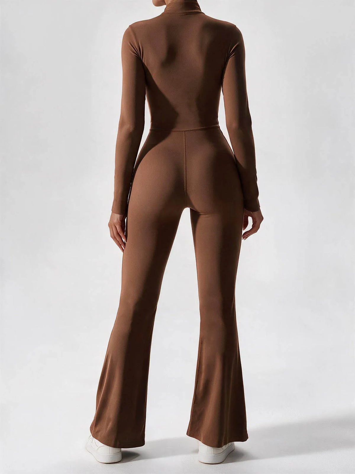 Elegant Zip-up Long Sleeve Sports Overalls for Women Autumn Winter Fleece Jumpsuits Ladies Yoga Fitness One Piece Tracksuit