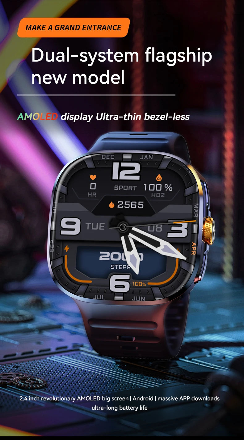 32GB+1024GB 5G LTE Smartwatch Android 10.0 2.4-inch AMOLED Display Smart Watch With 800W Pull-out Camera Sim Card Slot GPS WIFI