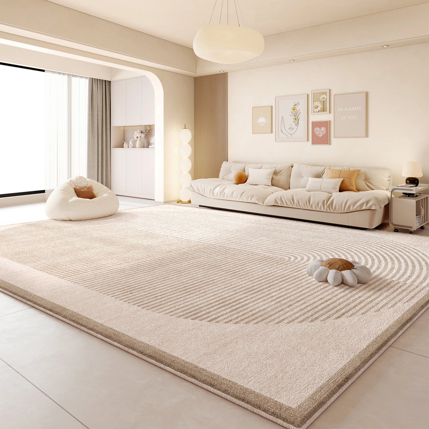 Cream Style Living Room Decoration Rug Light Luxury Rugs for Bedroom Fluffy Soft Cloakroom Carpet Household Washable Floor Mat