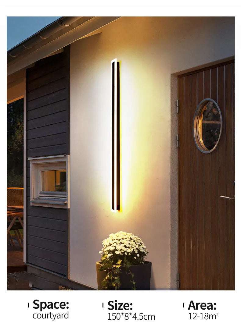 Modern Waterproof outdoor Long Strip LED wall lamps IP65 Iron Wall Light Garden porch Sconce Lights 110V 220V wall washer