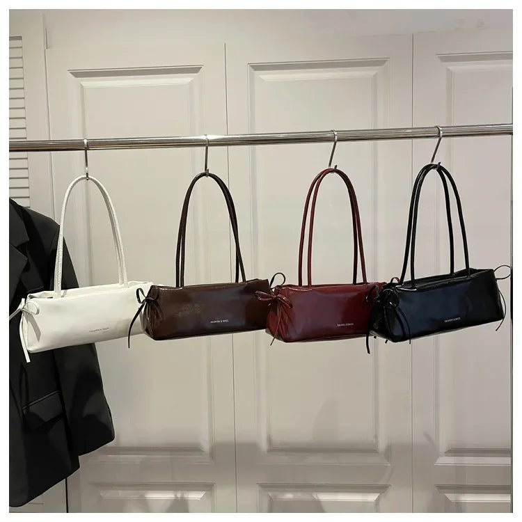 New Solid Color Women's Handbag Soft Pu with Knot Shoulder Bag Underarm Bag Lady Designer Bags Luxury Bolsa Feminina handbags