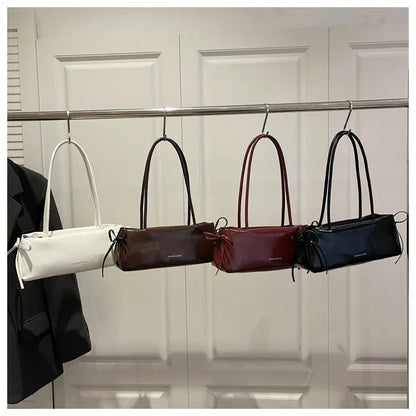 New Solid Color Women's Handbag Soft Pu with Knot Shoulder Bag Underarm Bag Lady Designer Bags Luxury Bolsa Feminina handbags