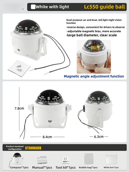 LED Light Electronic Compass, High Precision Pivoting Navigation Compass for Boat Car Marine Use