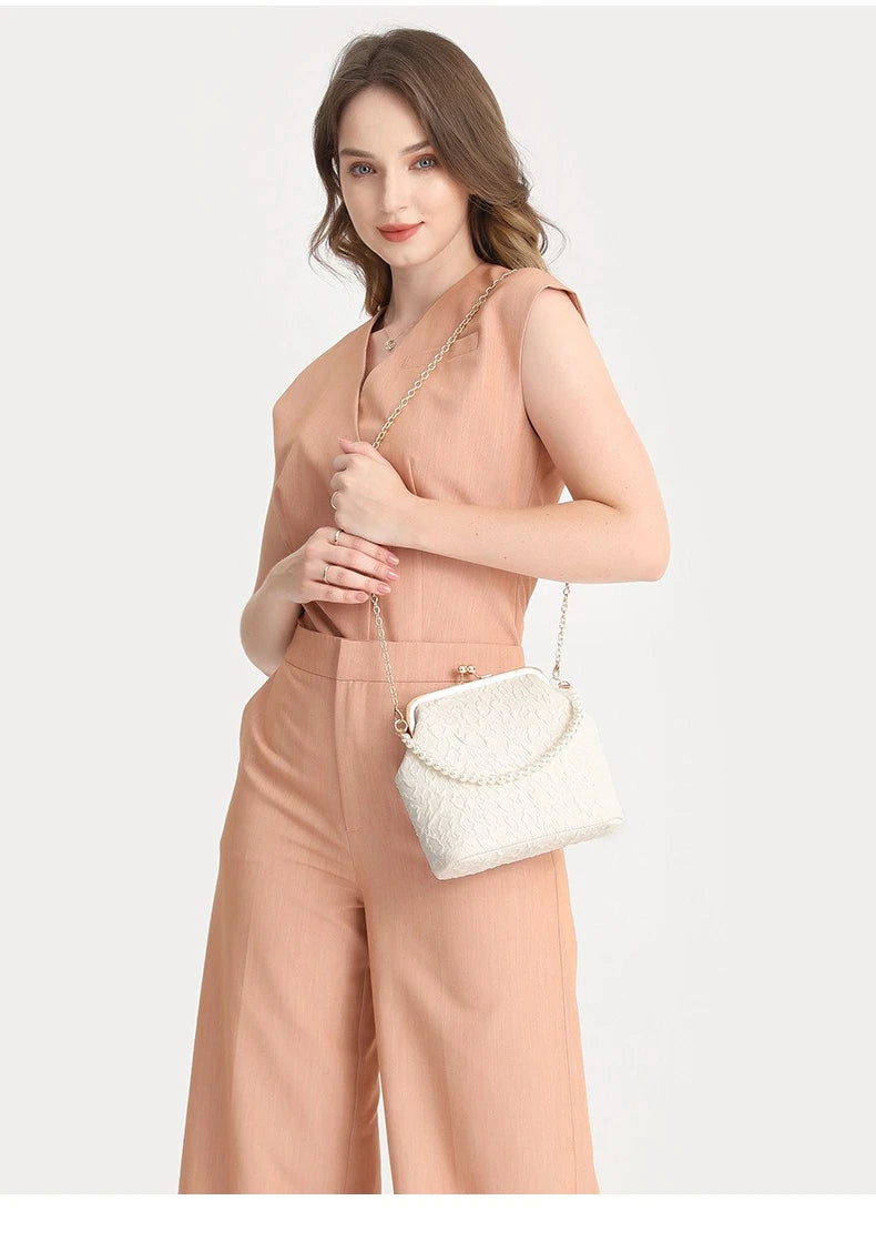Mobile Phone Bags Pearl Chain Crossbody Bag for Women Shoulder Bags Makeup Bag Purse and Handbags Mother Kids Bag for Girl Сумка