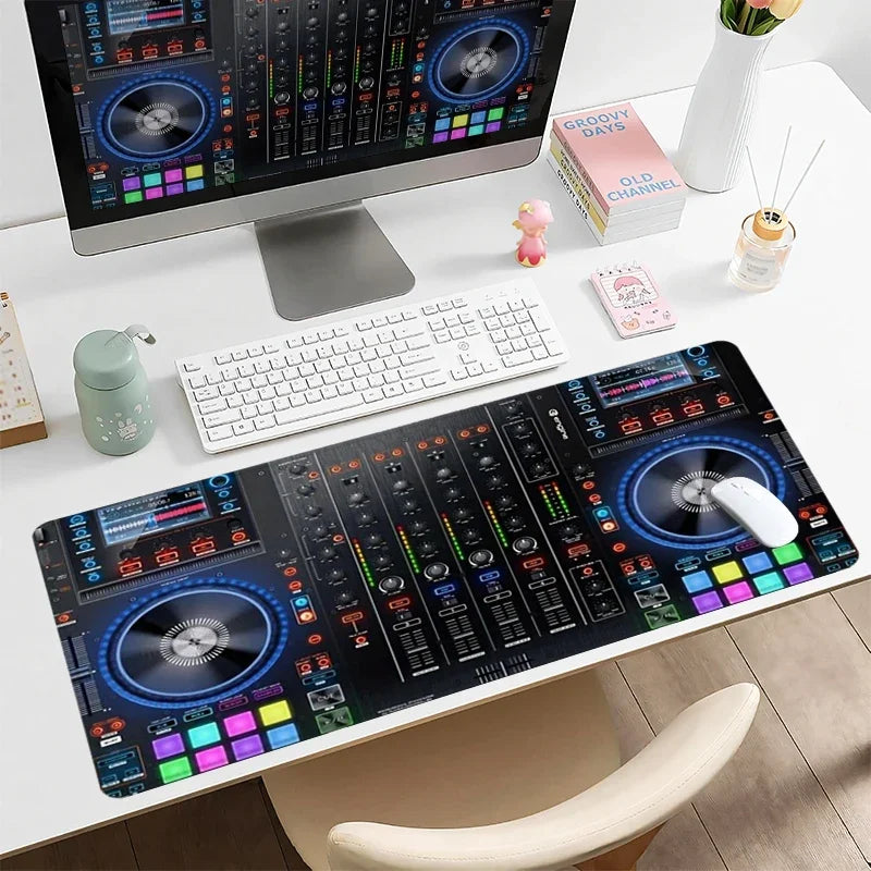 DJ Controller Mouse Pad Large Desk Accessories Desk Pad Rubber Base with Stitched Edge Mousepad Non-Slip Mousepad for Office