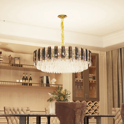 Modern K9 Crystal Chandelier Round Ceiling Fixtures Pendant Lights Living Room Bedroom
