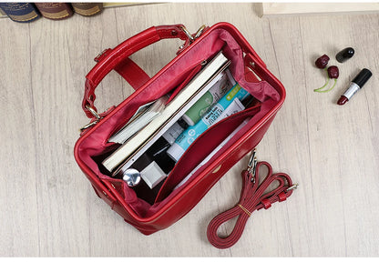 CONTACT'S Genuine Leather Sling Shoulder Bags for Women Luxury Designer Tote Bag Women‘s Bag Handbag Fashion Ladies’ Doctor Bag