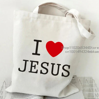 Faith Printed Heart Graphics Women Canvas Shoulder Tote Bag Casual Fashion Shopping Cases Bag Storage Handbag Christian Gifts