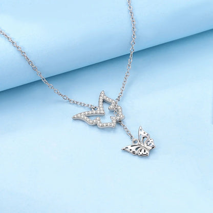 Luxury Necklace 925 Silver Original Sterling Zircon Dragonfly Butterfly Firefly Star Moon Chain Link For Women Wedding Jewelry