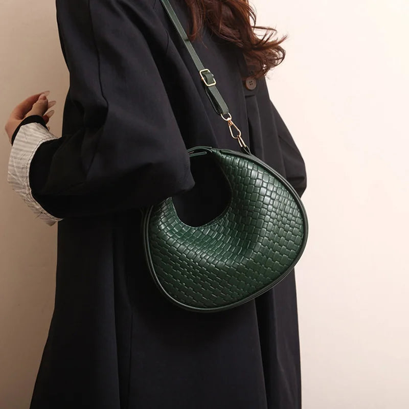 Fashion Black Half Moon Bag Luxury Pu Leather Ladies Purses and Handbags Crossbody Women Shoulder Bags