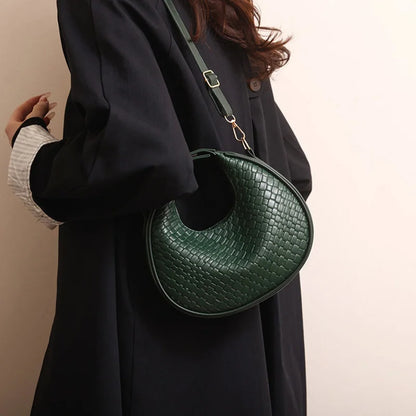 Fashion Black Half Moon Bag Luxury Pu Leather Ladies Purses and Handbags Crossbody Women Shoulder Bags