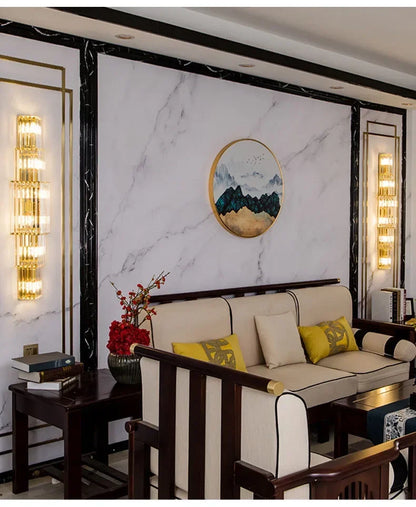 Luxury Hotel Lobby Large Big Crystal Wall Lamp for Club Hall Villa Living Room Bedroom Office Banquet Indoor Lighting Fixtures