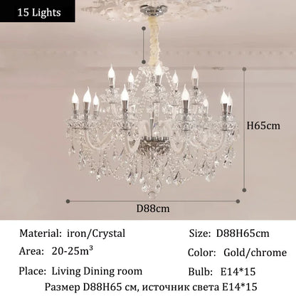 Luxury Home Crystal Chandeliers Villa Lighting for Living Room Decorate LED Ceiling Pendant Lights Indoor Hanging Lights Fixture