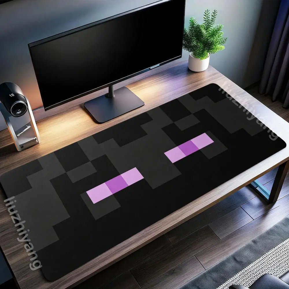 Black Square Eyes Mouse Pad Large Computer Office Game Table Mat Rubber Anti-slip Stitched Keyboard Mats 90x40 XXL Desk Pads
