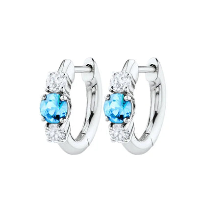 925 Sterling Silver Needle Light Blue Zircon Stud Earrings for Women Fashion Blue Enamel Pendant Earrings Luxury Jewelry Gifts