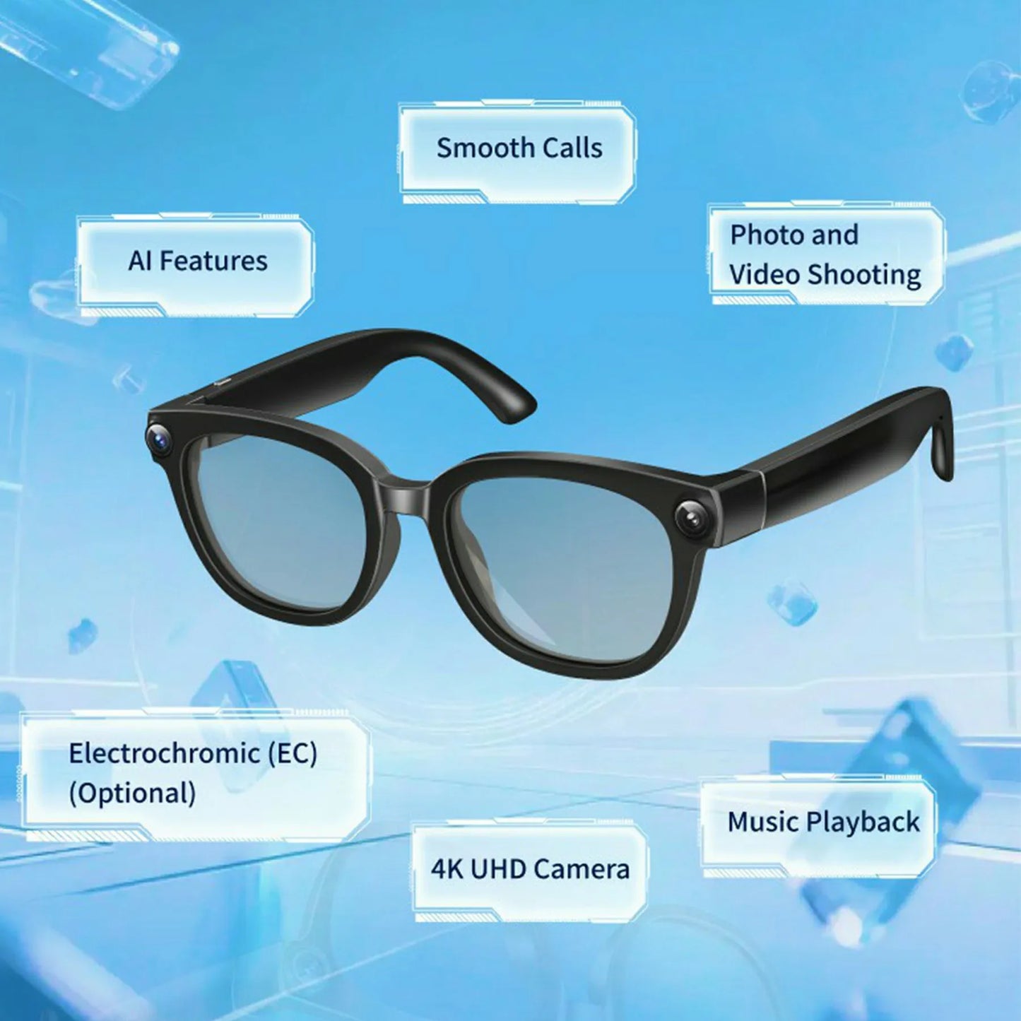 Smart AI Glasses HD Photo Video OpenAI Record Translation Photochromic Lenses Bluetooth Call Music Multifunction Glasses