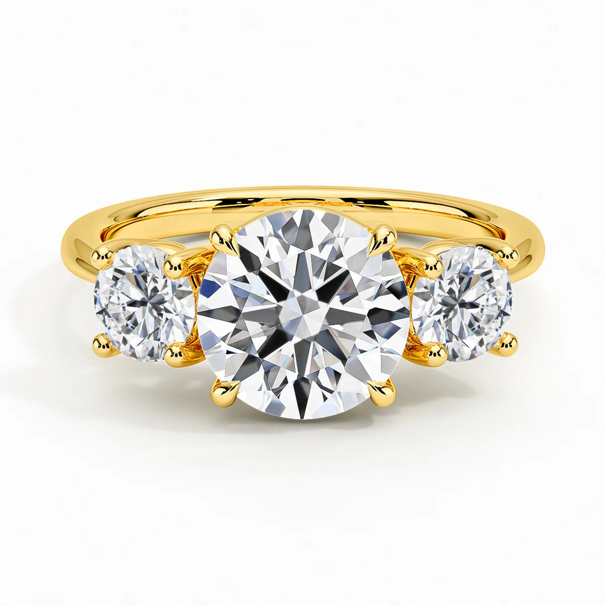 3 Stone D Color Moissanite Diamond Ring 14K Gold Engagement Wedding Au585 Hollow Elegant Finger Rings for Women Fine Jewelry