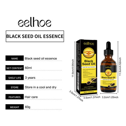 EELHOE Black Seed Oil Natural Organic Scalp Care Baldness Treatment for Damaged Hair Growth Products Dense Anti Hair Loss Oil