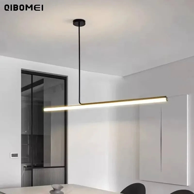 One-word Long Strip Led Restaurant Pendant Lights Nordic Simple Dining Table Bar Chandeliers Modern Home Indoor Lighting Lamps