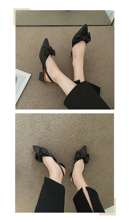 maogu Bow Polka Dot Pointed Toe Stiletto Sandals Luxury Sandals Women Designers Elegant Party Sandal 2023 Fashion Women Shoes 39