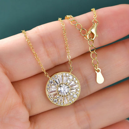 Rrjzz 5mm D-Color Mossanite Women Pendant Necklace with GRA Jewelry Gifts Lucky Disc-shaped Trapezoidal CZ Lab Diamond Necklace