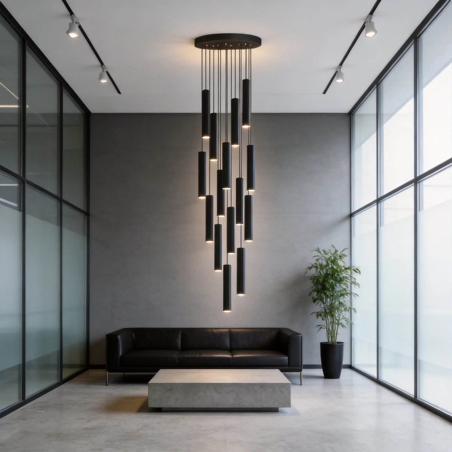 Modern LED Staircase Ceiling Chandelier Black Nordic Simple Indoor Lighting Fixture New Creative Design Island Long Hanging Lamp