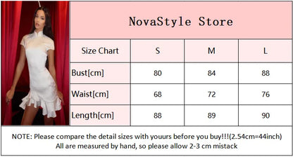 Elegant Satin Irregular Ruffle Hem Mini Dress Women Solid Stand Collar Short Sleeve Slim Dressess 2026 Lady Party Evening Gown