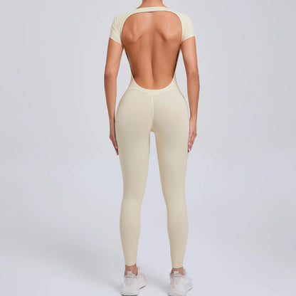 Sports Jumpsuit Woman Gym Sexy Long Jumpsuits One Pieces Fitness Overalls Yoga Sportswear Black Body Women Clothes Short Sleeve