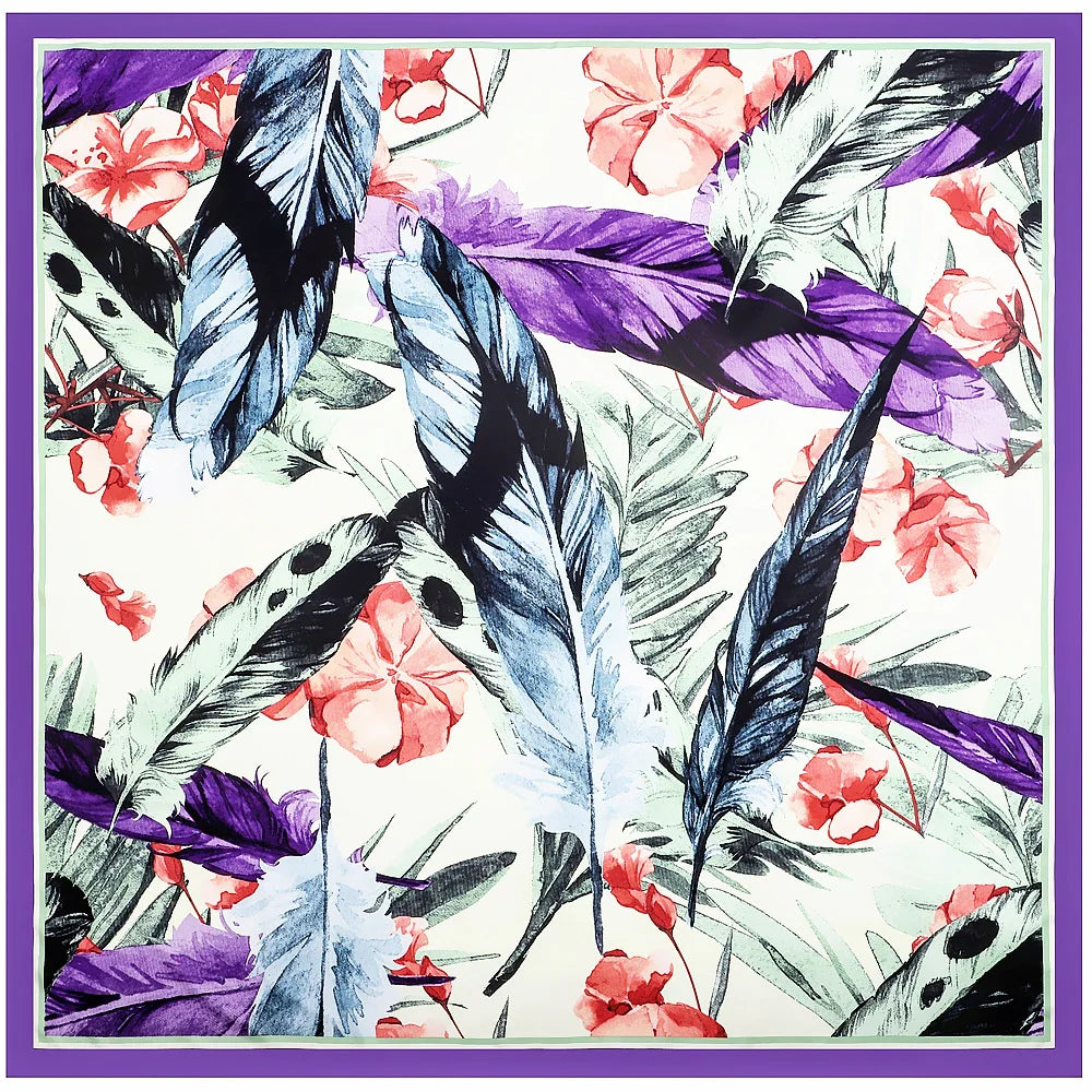 130CM Silk Scarf Women Horse Head Print Stoles Square Scarves Wraps Large Bandana Kerchief Hijabs Female Silk Foulards Sjaal