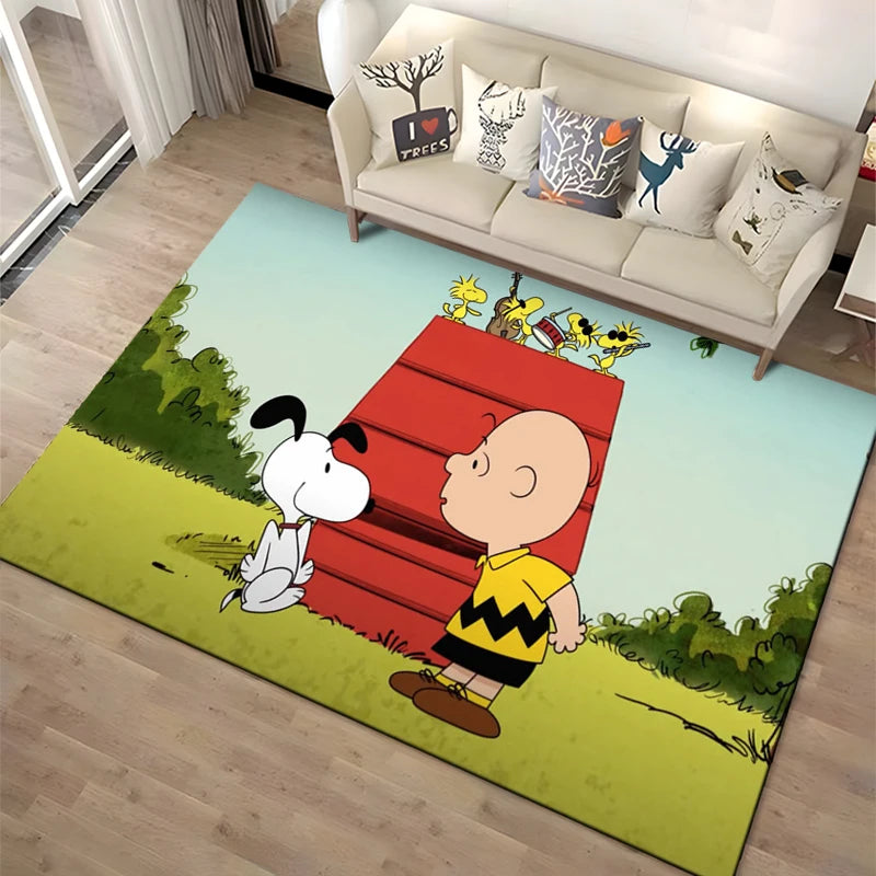 Cartoon Snoopy HD Printed Rugs Carpet For Living Room Home Decoration Children's Crawling Living Room Area Rug Game Floor Mat