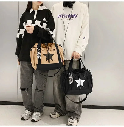 Women New Crossbody Bag Wholesale Large Capacity Couple Shoulder Bag New Casual Nylon Tote Bag Luxury Drawstring Handbag 2025