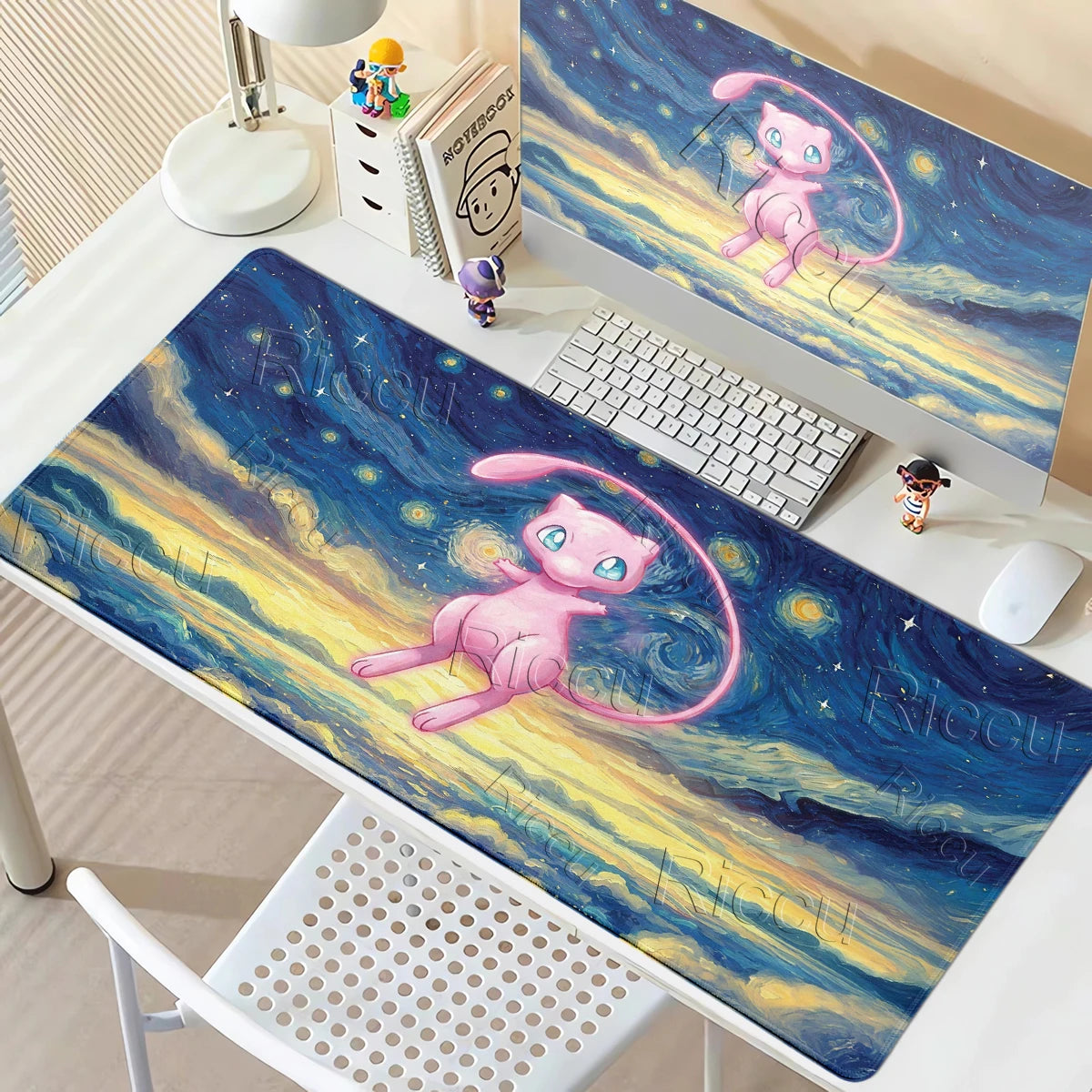 Kawaii P-Pokemon Mewtwo Purple Pattern Gaming Mouse Pads XXL Anti-Slip Rubber Keyboard Desk Mats PC Gamer Accessories Table Pads