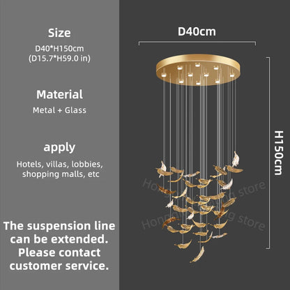 Modern Hotel Lobby Hanging Lamp Luxury Glass Led Chandeliers Customized Long Pendant Light Villa High Ceiling Chandelier Lustre