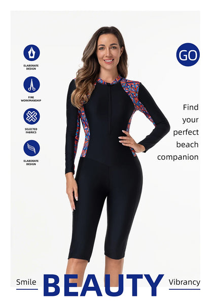 New Women Swimsuit With Sleeve One-Piece Bathing Suits Female Beachwear Sport Style Girls Swimwear Woman Surfing Suit Diving
