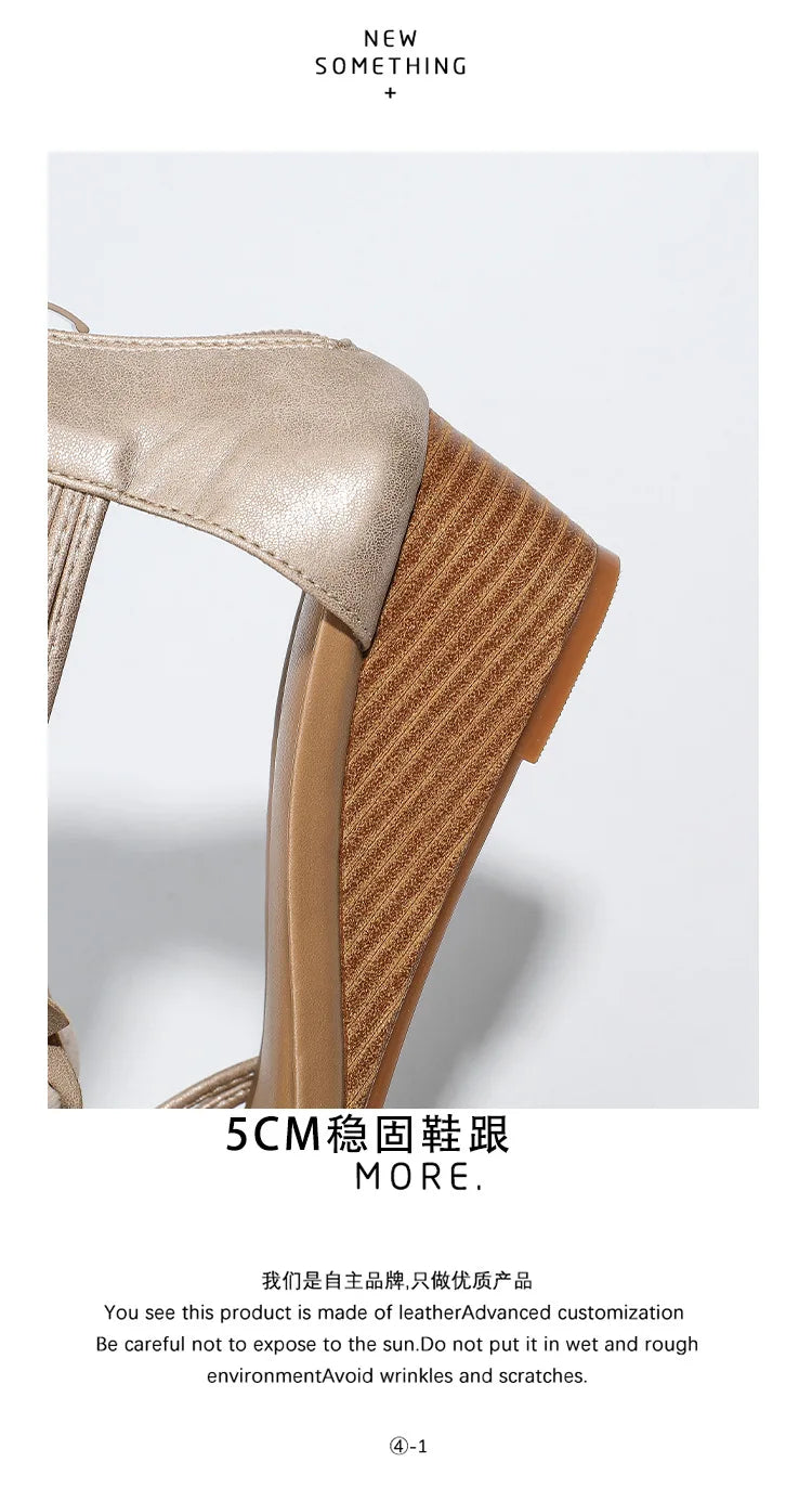 High quality leather flat sandals for women 5cm mid heel flower summer 2026 36 42 open toe casual beach shoe blue pink brown