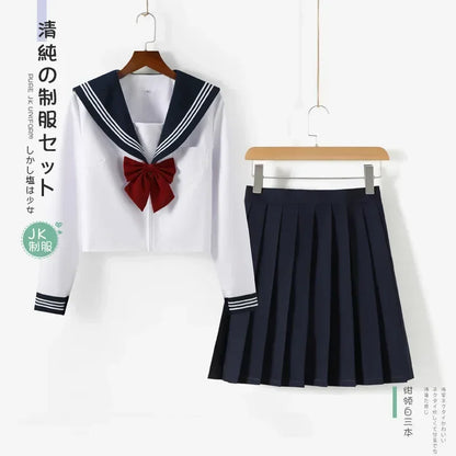 Student JK Uniform Women's High School Korean Chinese School Uniforms Navy Sailor Outfit Short Sleeve Suit Japan Seifuku Girl