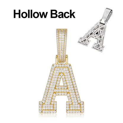 New Moissanite 26 A-Z Letter Pendant Jewelry Necklace Women  Iced Out Personalized Charms Rapper Super Star Hip Hop Punk S925
