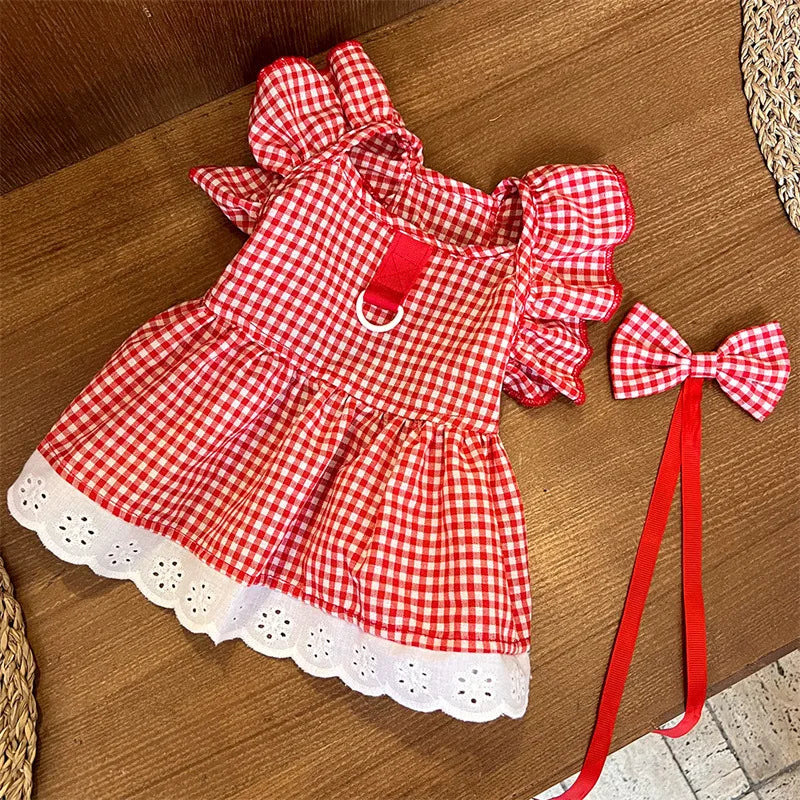 Summer Floral Dog Dress Luxury Pet Vest Puppy Skirt Girls Dog Clothes Chihuahua Clothing Bichon Dog Clothing with Bow Headwear