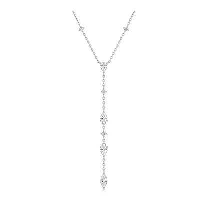 Multi Pear Marquise Moissanite Y-Shaped Necklace S925 Silver 18K Gold Plated Long Tassel Drop Chain Elegant Ladies Jewelry