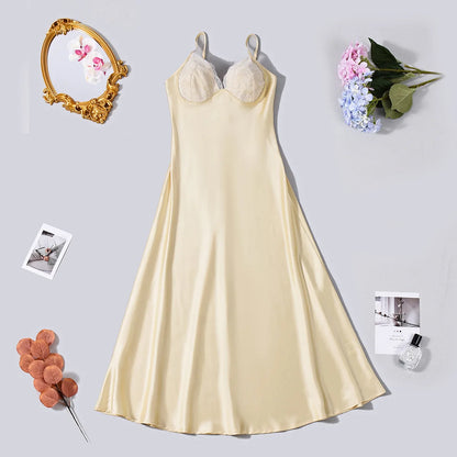 Women Elegant Satin Dresses Lady Sexy Backless Sleeveless Long Dress Solid Color 2025 Summer Female Party Evening Slim Dresses