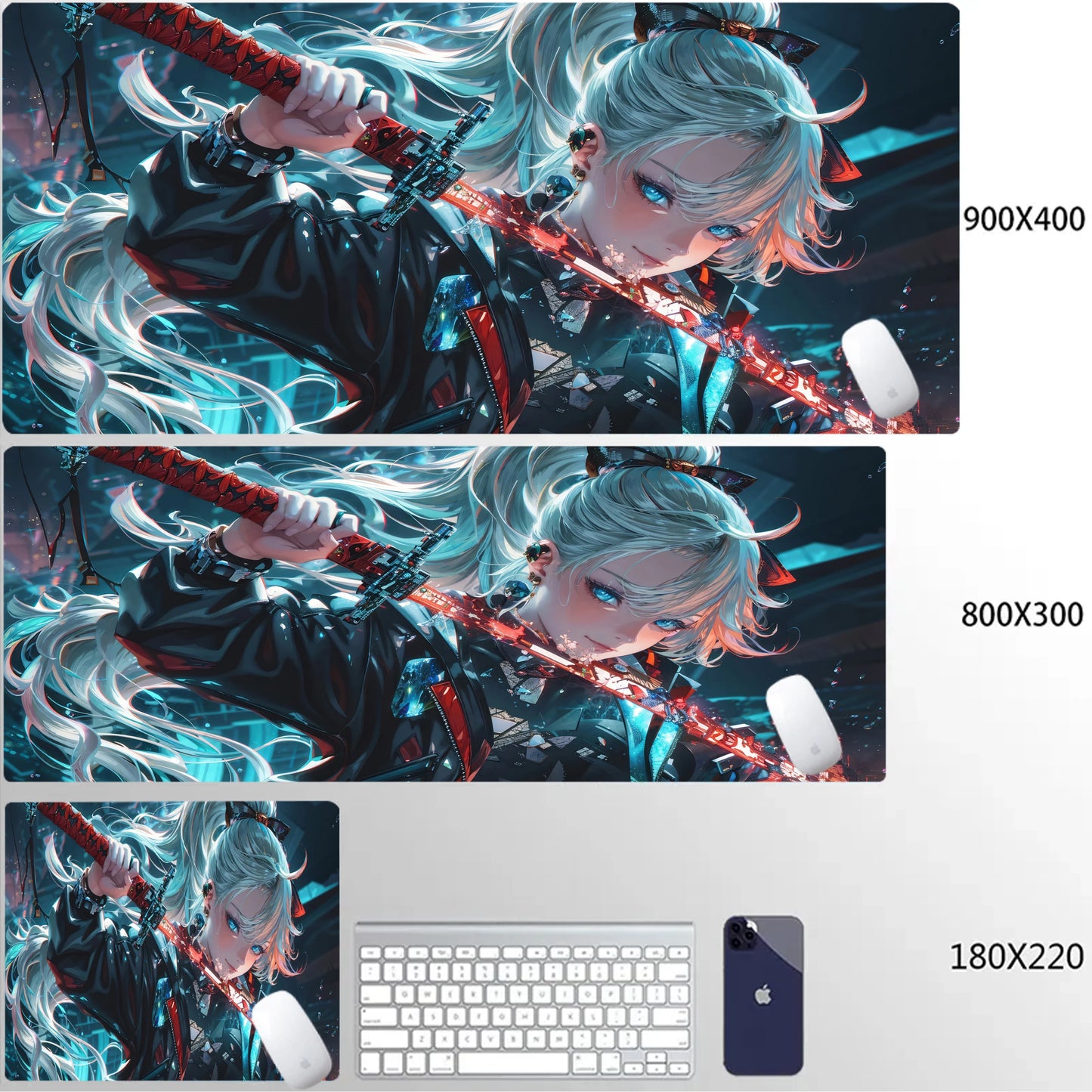 Japanese Girls Samurai Mouse Mat XL Aesthetics Mouse Pad Gaming Laptop Table Mat Office accessories Pc Cabinet Non-slip Carpet