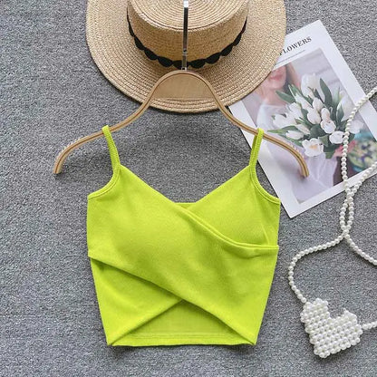 Irregular Casual Sport Camisole Women Strap Design Solid Fashion 2025 Y2K Elegant Ladies Chic Slim Tank Tops