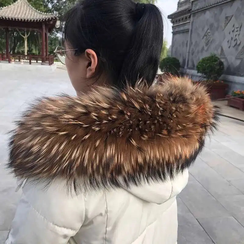 2025 Winter Raccoon Fur Collar Women Men Luxury Natural Fur Hood Trim Decors For Coat Jacket  Genuine Real Fur Shawls Scarves