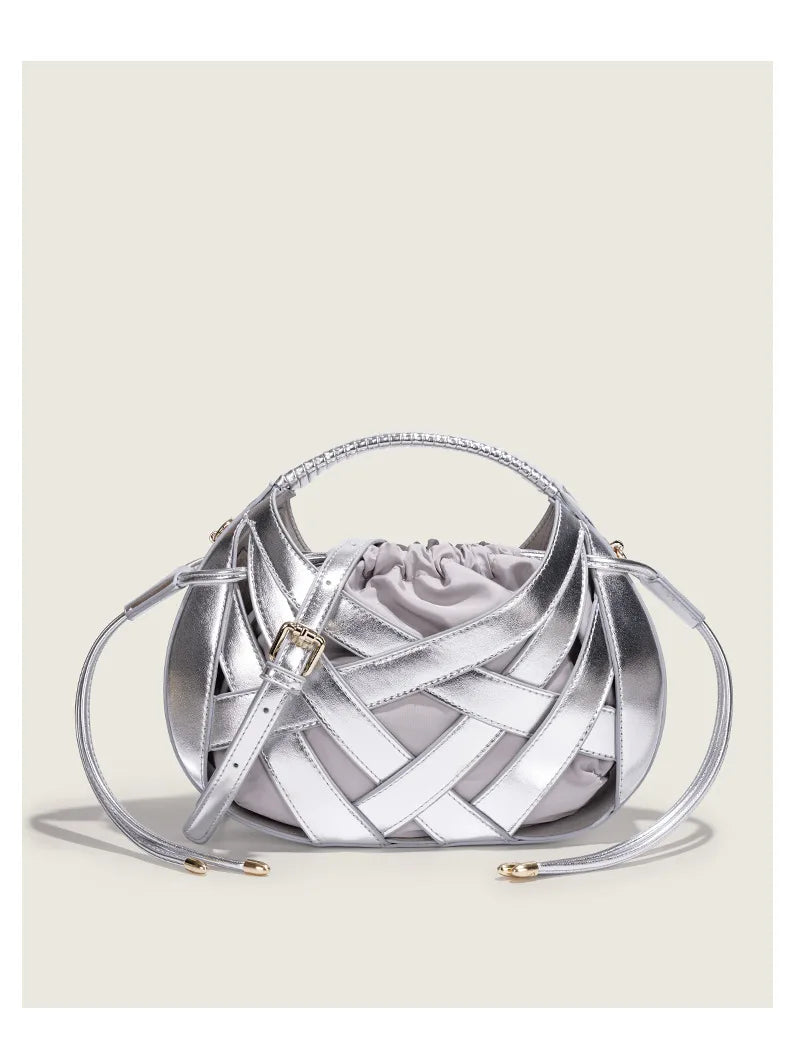 Fashion Woven Hollow Women Handbags Luxury Designer Ladies Shoulder Messenger Bag Small Totes Tassel Lady Composite Bag Burgundy