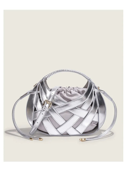 Fashion Woven Hollow Women Handbags Luxury Designer Ladies Shoulder Messenger Bag Small Totes Tassel Lady Composite Bag Burgundy