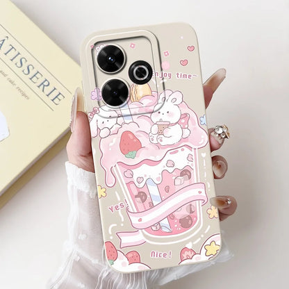 Casing For Redmi 13 Case 13 5G Cute Cat Fashion Luxury Flowers Silicone Shockproof Back Cover For Redmi 13 5G Phone Case Bumper